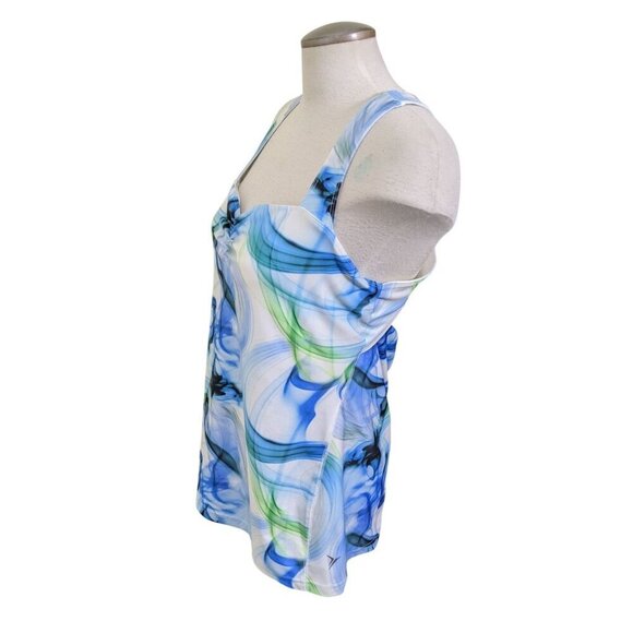 Old Navy Active Womens Tank Top Plus XXL Blue Swirl Marble Racerback Shelf Bra - Picture 4 of 6